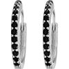 LES FOLIES DI PAOLA GRIECO Coppia di Orecchini a Cerchio Nero cerchietti strass in argento 925 rodiato - Hoops Collection (12mm)