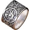 ForFox Anello a fascia incise cinese antica quattro creature mitiche in argento sterling 999 larga nero per uomo donna 14 mm taglia 20