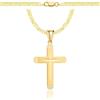 AMAR PRAGNA, collana in oro 925/585 con croce per donna/uomo, intrecciata originale, larghezza 3,8 mm, collana in oro, collana con croce in oro 585, 60 cm, Argento
