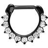 PIERCINGLINE Clicker in acciaio chirurgico, piercing per setto trago, helix, 11 cristalli, colori assortiti, 7 mm, acciaio chirurgico 316L, Cristallo