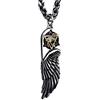 ForFox Collana ciondolo ali d'angelo piume con stella di david e occhio di horus in acciaio inossidabile titanio nero per uomo 27 pollici catena