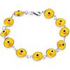 Bling Jewelry Braccialetto Amuleto di Protezione Portafortuna con Perline di Vetro Giallo Traslucido Turco Occhio di Malocchio per Donne e Adolescenti in Argento Sterling .925 da 7 Pollici