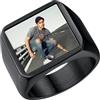 U7 Anello da Uomo Foto personalizzato Anello Uomo Quadrato in Acciaio inossidabile Nero con Foto Regalo Personalizzato per il Marito Papà per il Compleanno di Natale