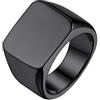 GoldChic JEWELRY Anello Uomo Nero Anello Acciaio Nero Anello Nero Uomo in Acciaio Inossidabile Placcato Nero Per Rapper, Anello Con Sigillo Hip-Hop Taglia 25 Regalo per Uomo