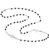 amorili Collana Rosario Uomo Donna in Argento 925 con Postine e Grani Neri Sfaccettati - Collana Religiosa Cattolica Cristiana con Croce e Medaglia Miracolosa - Gioiello di Fede Elegante cll1012