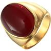 HIJONES Anello da Uomo Donna con Pietre Preziose in Acciaio Inossidabile Pietra Ovale retrò Lucidata Oro Rosso Taglia 25