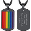 Richsteel LGBT Collana Uomo Donna Ciondolo Personalizzabile Gay Pride Lesbiche Arcobaleno Acciaio Inossidabile/Oro/Nero Nome Inciso Catena Gioielli Gay Love Regalo Coppia (Confezione Regalo)