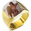 INBLUE Personalizzato Foto Anello con Sigillo Incisione Colore Immagine/Nero Immagine/No Incisione per Uomini Donne Acciaio Inossidabile Bundle con Regolatori della Dimensione Dell'anello