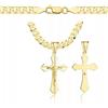 AMAR Amor Luxury Collana in oro 585, catena argento sterling 925/585 - Collana a croce maschile in oro 585 massiccio - 5 mm, catena a croce 60 cm