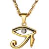 PROSTEEL Collana Pendente con Ciondolo di Occhio di Horus, Zircone Intarsiato, Acciaio Placcato Oro 18K, Colore Oro, Stile Egiziano，Unisex per Donna Uomo(Confezione Regalo)