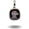 gioiellitaly Ciondolo cammeo artigianale in argento 925 rodiato cane inciso a mano Gioiello Made in Italy con contromaglia apribile - Regalo amante animali - gioiello artigianale