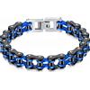 NEUSOP Gioielli in Acciaio Inossidabile Uomo Gioielli Bracciale Catena Motociclista Moto Braccialetti Bangle Regali di San Valentino,Blu