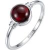 mantraroma Anello in argento 925 da donna con pietra granato rosso semplice e moderno