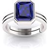 Kirti Sales Anello con zaffiro blu, placcato in argento, 8,25 ratti, 7,40 carati, non riscaldato e non trattato, Neelam, pietra naturale di ceylon da uomo, taglia libera, blu naturale, free size,
