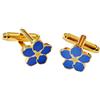 THE MASONIC COLLECTION Gemelli da uomo a forma di fiore, placcati in oro con smalto blu, forniti in scatola per gemelli/sacchetto di velluto, regalo massone per uomo, One size, Oro, Perla