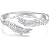 ZUOHUI Anello aperto regolabile Guardian Wings - Anello impilabile in argento sterling con design ad ala for donna e uomo, ipoallergenico S925, anniversario, fede nuziale, gioielli for tutti i giorni