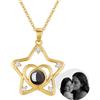 AOiViOZ Collana Personalizzata con Proiezione Foto-Collana Memoria Foto, Ciondolo Stella in Argento 925 con Zirconi Brillanti per Mamma, Fidanzata o Amica Speciale-Oro