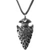 TQWSVUM Collana Testa Lancia Bussola Vichinga Norrena - Ciondolo Punta Freccia Acciaio Inossidabile Uomo E Donna Catena in Corda Pelle Intrecciata - Gioielli Amuleto Vegvisir Vintage Fatti A Mano