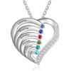 RolaOnly Regali di Natale per Donne Collana Personalizzata in Argento S925 con 2-5 Pietre Portafortuna, Nome Inciso, Gioielli con Ciondolo a Forma di Cuore Personalizzati