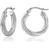 Sea of Ice Orecchini a cerchio in argento Sterling con tubo rotondo da 3 mm, da donna e ragazza, 15 mm, Metallo