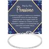 Bramart Bracciale Tennis Pensionata Donna con Pietre di Zirconia Cubica per lei Idea regalo Compleanno Finitura in Oro Bianco Argento 925 Natale pensione - Cofanetto con DEDICA incluso (Per la tua Pensione)