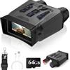 GOSALISU Occhiali per visione notturna, binocolo 4K per visione notturna, zoom digitale 10x, schermo HD da 7,6 cm, ricaricabile a infrarossi, con scheda TF da 64 GB, per salvare foto e video, regalo per