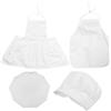 Hoement 2 Set Costume Chef in Traspirante Grembiule Bianco e Cappello per Giochi di Cucina e Feste Mesi Abbigliamento Fotografico Chef