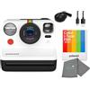 Polaroid Now I-Type Instant Film Camera - Pacchetto bianco e nero con una confezione di pellicole a colori i-Type (8 foto istantanee) e un panno per la pulizia Lumintrail