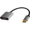 LogiLink CDA0108 - Cavo adattatore DisplayPort HDMI 4K/60 Hz, in alluminio, nero/grigio, 0,15 m