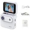 PUSOKEI Flip Screen Action Camera con Schermo da 2,0 Pollici, Mini Fotocamera Sportiva Multifunzionale con Grandangolo di 143°, Foro per Vite Universale da 1/4 di Pollice per Ciclismo, (WHITE)