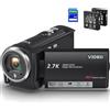 Generic Videocamera 5K, videocamera 64 MP con zoom digitale 18x, WiFi, visione notturna IR, telecamera per YouTube, touch screen, include scheda SD, microfono, 2 batterie, telecomando