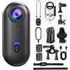 LLELEMAMO Go Snap Camera-4k Thumb Action Camera, Wearable Mini Body Camera with 360° Rotation Spring Clip, Hands-Free POV Recording for Bike Cycling, Pet, Vlogging, Underwater (Black-4K)