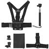 Denash Universal 5 in 1 Action Camera Kit Selfie Stick e Mount J Hook per le Telecamere per Ciclismo e Slivi PC + Nylon
