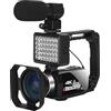 DMETE Videocamere UHD 4K Vlog Live Streaming Webcam Videocamera digitale esterna Registratore portatile Blogger 18X Regalo per principianti(No SD Card,NA-U800-LT)