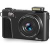 Luqeeg Camera 88 MP 8K, Autofocus Zoom 18X, Schermo Lancio 3 Pollici 180, Telecamera Mirrorless WiFi a Doppia Batteria con Tappo per Lenti, Scheda di Memoria da 32GB per Fotografia (BLACK)