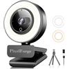 Proaustin Webcam 2K per PC con microfono e copertura per luce e privacy, webcam per computer desktop/laptop/monitor/Mac, telecamera streaming USB per zoom/Skype/team/videochiamate/studio e conferenze