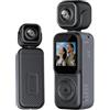 BJdfgE MINI Vlog 4K Telecamera tascabile WIFI DV for esterni 180° Rotante UHD Anti-shake Bodycam Sport Azione Registratore di sicurezza portatile(NONE)