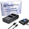 Trade-Shop - Doppia batteria USB per 2 batterie con display LCD per Canon EOS 2000D 4000D Rebel T3 T5 T6 Kiss X50 X70 LPE10 sostituisce LC-E10