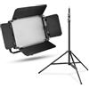 Walimex pro Niova 600 Plus Daylight + WT-806 - Set di luci a LED per video, luce fissa, 36 Watt, 600 LED, dimmerabile, 5600 K, 4.350 lumen, CRI 97 Ra DMX, telecomando + treppiede luminoso