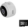 DMETE A9 Mini WiFi Camera 1080p Night Night Versione di rilevamento del movimento di movimento P2P. Camcorder Cam Video Voice Recorder Videoregistratore(White and 32g card)