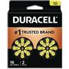 Duracell PGD DA10B16 Batterie per apparecchi acustici, zinco aria, 10 dimensioni (confezione da 16)