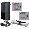 Hila Optics. Batterie ad alta capacità (2 unità) + caricabatterie da viaggio AC/DC compatibile con Leica D-LUX 3 + Krusell Multidapt tracolla (finitura nera)