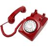Ausla Telefono Rotante retrò, Materiale ABS, Suoneria Meccanica, Fissa Vintage con Composizione Semplice per Uso Domestico in Hotel (rosso)