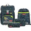 Step by Step Set di 5 zaini per la scuola Cloud ergonomici con riflettori, regolabile in altezza con cintura in vita, a partire dalla prima classe, 19 l, Escavatore Rocco - Grigio