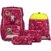 Step by Step Giant - Set di 5 zaini per la scuola ergonomici con riflettori, regolabile in altezza con cintura in vita e petto, per bambini dai 1 ° grado, 23 litri, Wild Horse Nora, rosso