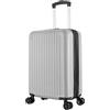 R.Leone Valigia 55x35x25 cm Trolley Bagaglio a mano 4 Ruote in ABS Air Asia, Air France, Ita airways, KLM, EasyJet, Ryanair 318 (Argento, Valigia 55x35x25 cm)