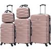 CELIMS - Set Valigie 5 Pezzi - Valigia Grande 23 kg + Valigia Media + Valigie Bagaglio a Mano + 2x Beauty Case da Viaggio | Valigie con Beauty Case | Oro Rosa