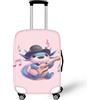 Coloranimal Copertura per bagagli per scuolabus, accessori trolley, custodia protettiva per valigia, taglia 18-32, Carino Axolotl Chitarra, M (22-25 cover), Set Bagagli
