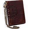 PETERSON | Portafoglio da uomo in pelle con chiusura lampo | Elegante per un uomo con una catena | Portafoglio con motivo moto., Formula 3, 13 cm, Moderno