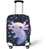 NETILGEN Copertura per bagagli da viaggio Protezione per valigie Coperture per ruote Spessore elastico Protezioni per bagagli con fondo con cerniera, Galaxy Planet Axolotl, M(22-24)